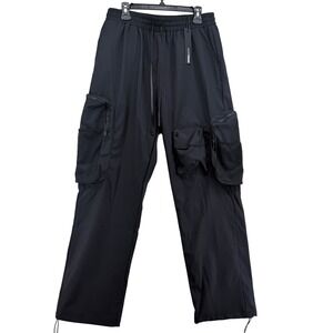 NovaMEN Out Of Fear‎ Straight Nylon Cargo Pants Black 2023020904 Mens L NWT